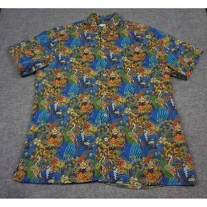 Yiume Shirt Men's XL Tropical Aloha Hawaiian Jungle Short Sleeve Button Down